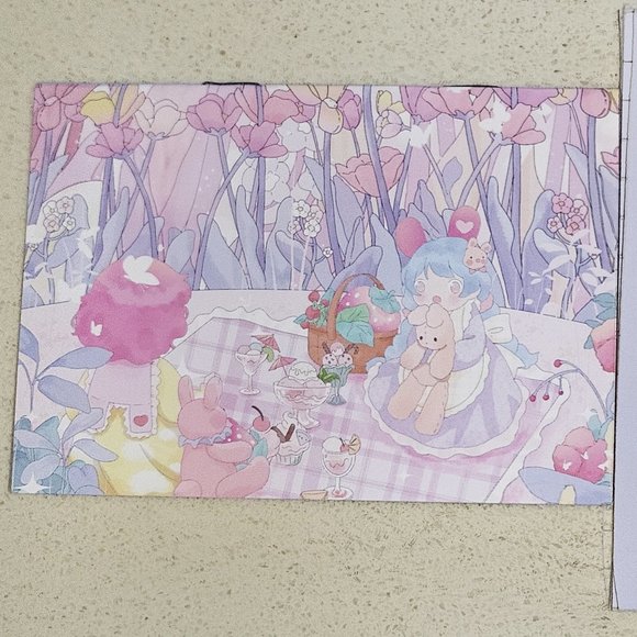 Anime girl & stuffed plush animals mini notebook notepad - Picture 1 of 2